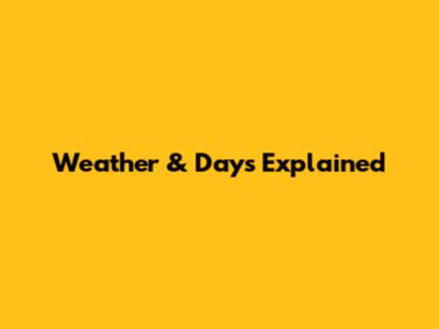 Weather & Days Explained