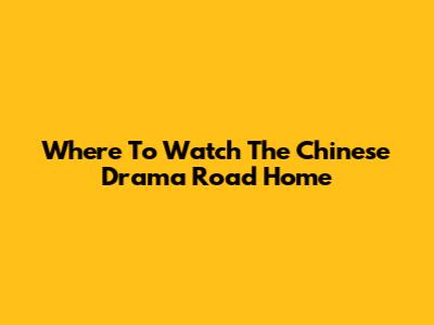 Where To Watch The Chinese Drama "Road Home"