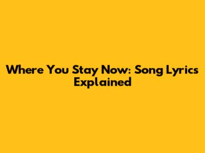 Where You Stay Now: Song Lyrics Explained