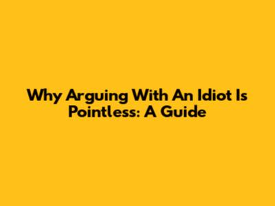 Why Arguing With An Idiot Is Pointless: A Guide
