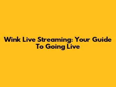 Wink Live Streaming: Your Guide To Going Live