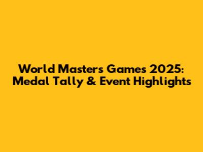 World Masters Games 2025: Medal Tally & Event Highlights