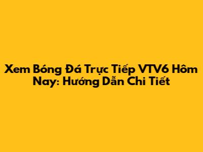 Xem Bóng Đá Trực Tiếp VTV6 Hôm Nay: Hướng Dẫn Chi Tiết