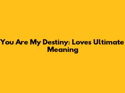 You Are My Destiny: Love's Ultimate Meaning