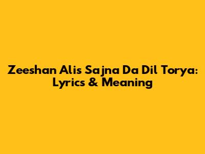 Zeeshan Ali's 'Sajna Da Dil Torya': Lyrics & Meaning
