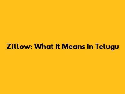Zillow: What It Means In Telugu