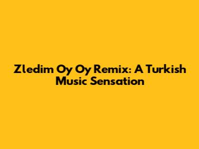 Zledim Oy Oy Remix: A Turkish Music Sensation