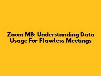 Zoom MB: Understanding Data Usage For Flawless Meetings